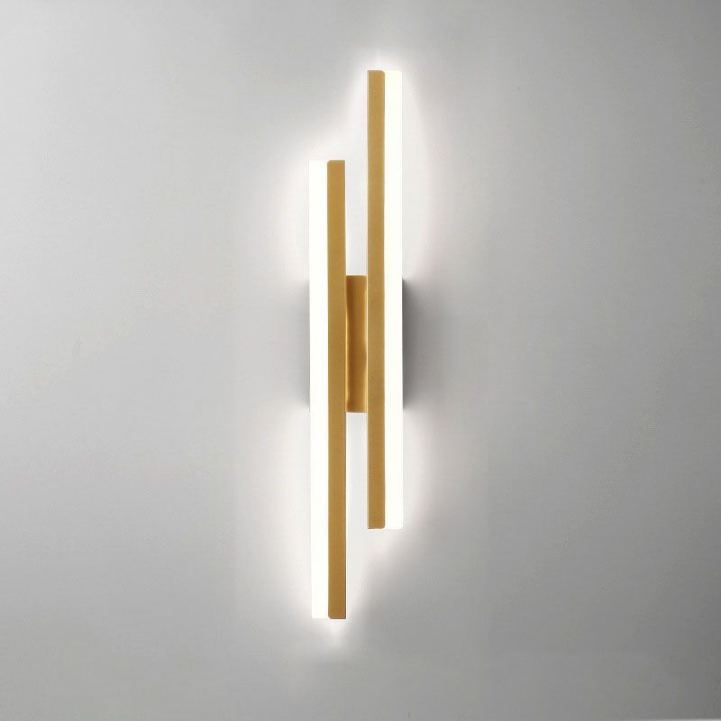 Modern Black and Gold LED Wall Lamp in Acrylic and Metal for Living or Bedroom Decor