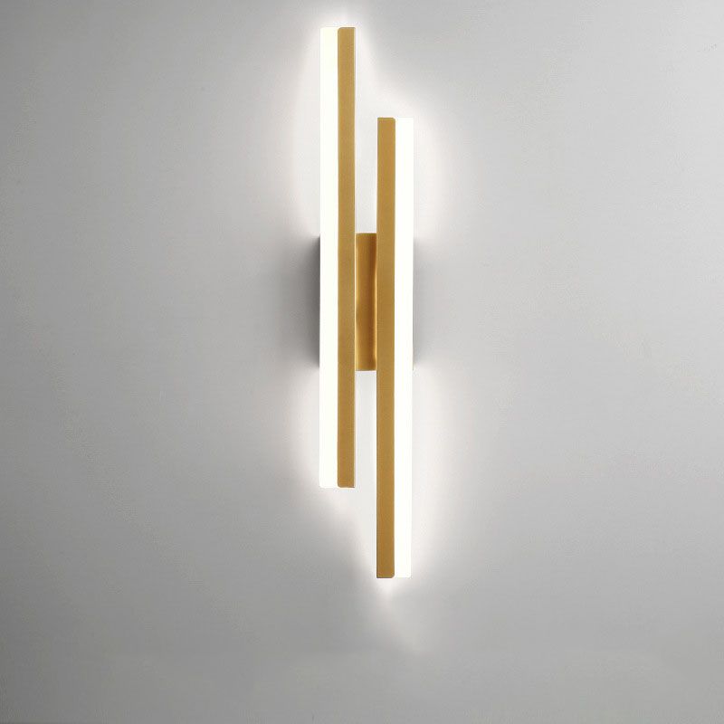 Modern Black and Gold LED Wall Lamp in Acrylic and Metal for Living or Bedroom Decor