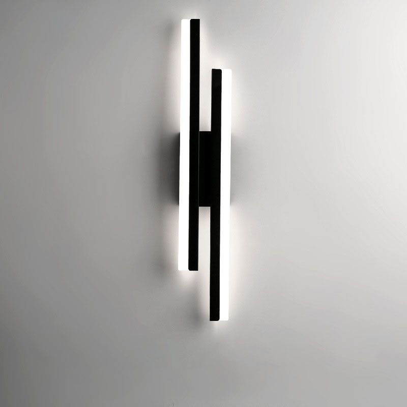 Modern Black and Gold LED Wall Lamp in Acrylic and Metal for Living or Bedroom Decor