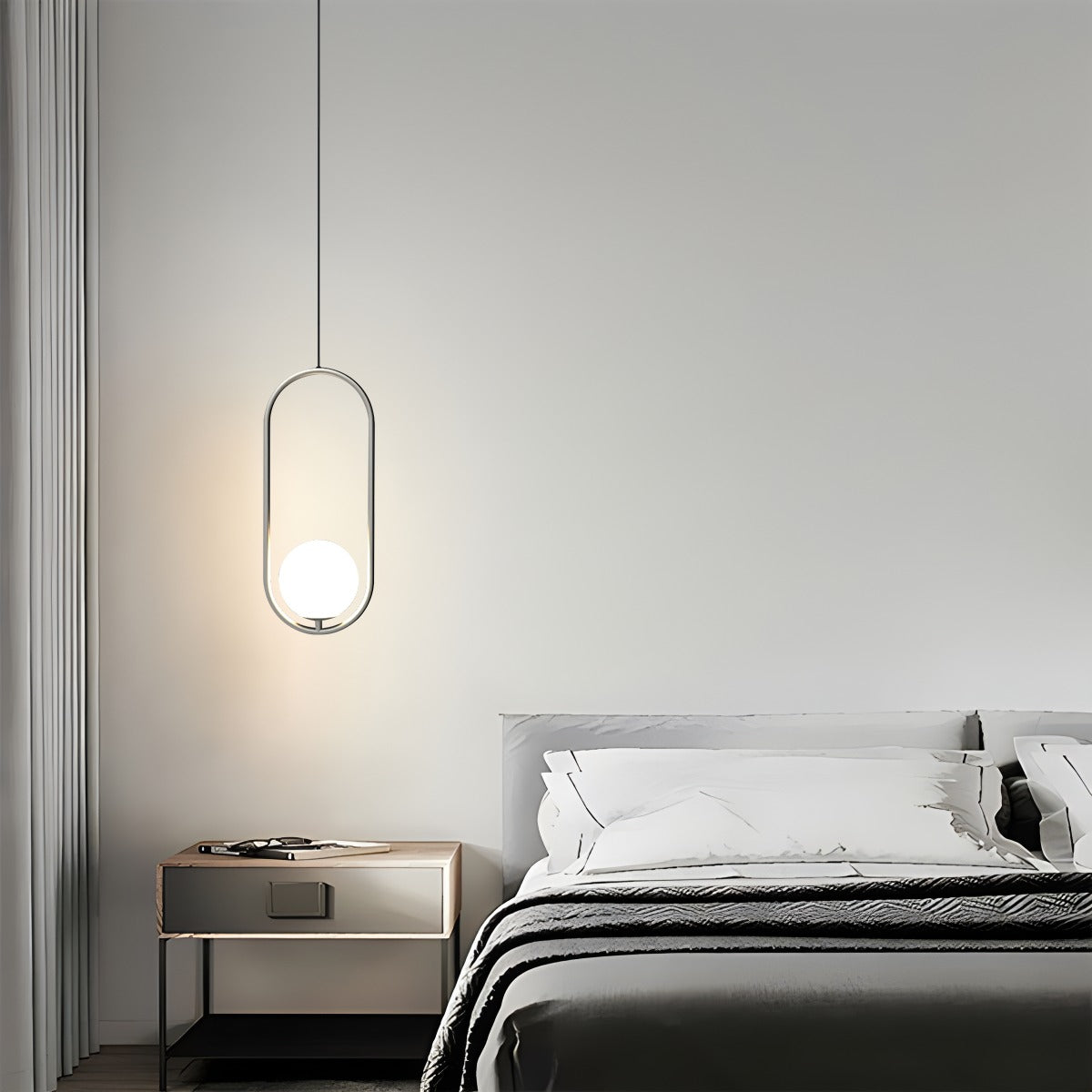 Modern Minimalist Pendant Light with Brushed Metal Finish