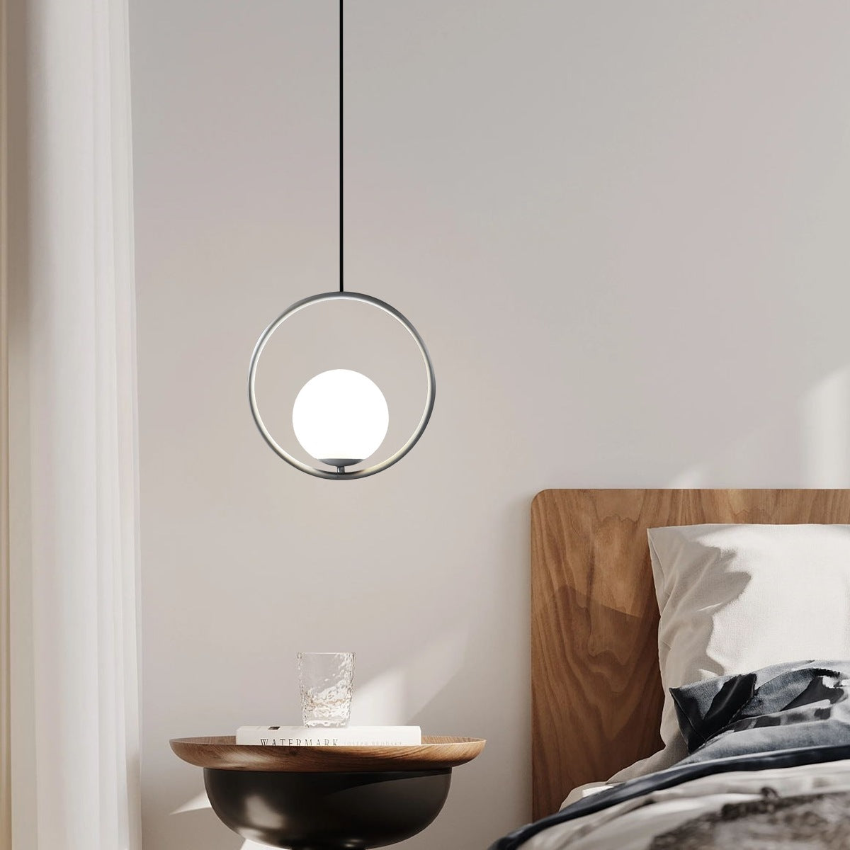 Modern Minimalist Pendant Light with Brushed Metal Finish