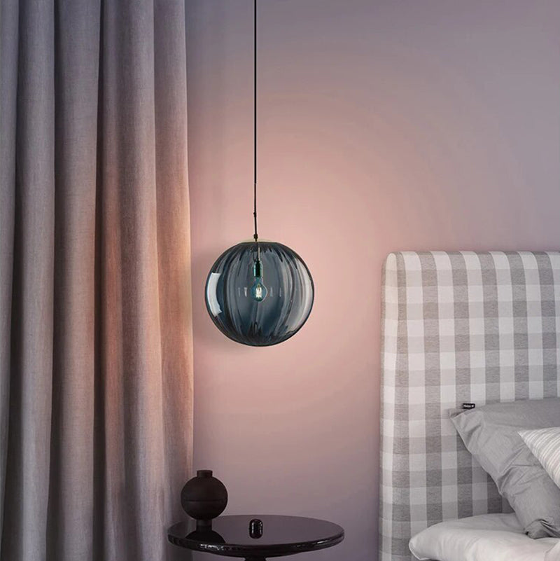 Modern Nordic Glass Ball Pendant Light with Water Pattern Design