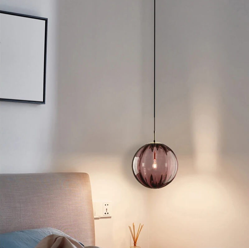 Modern Nordic Glass Ball Pendant Light with Water Pattern Design