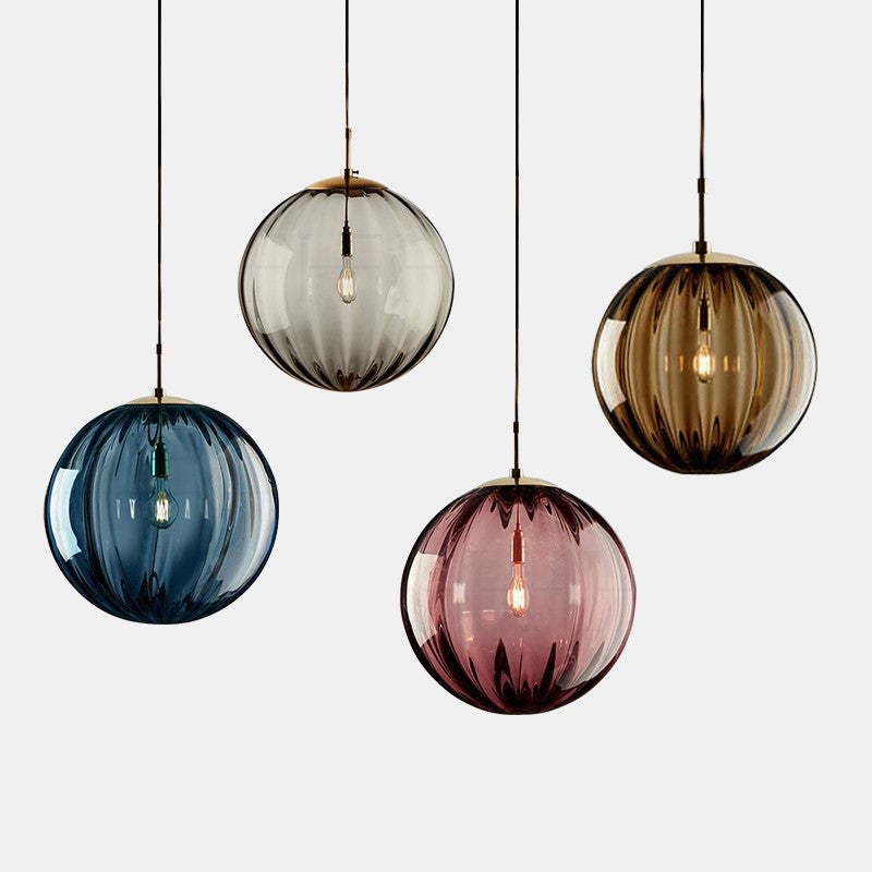 Modern Nordic Glass Ball Pendant Light with Water Pattern Design