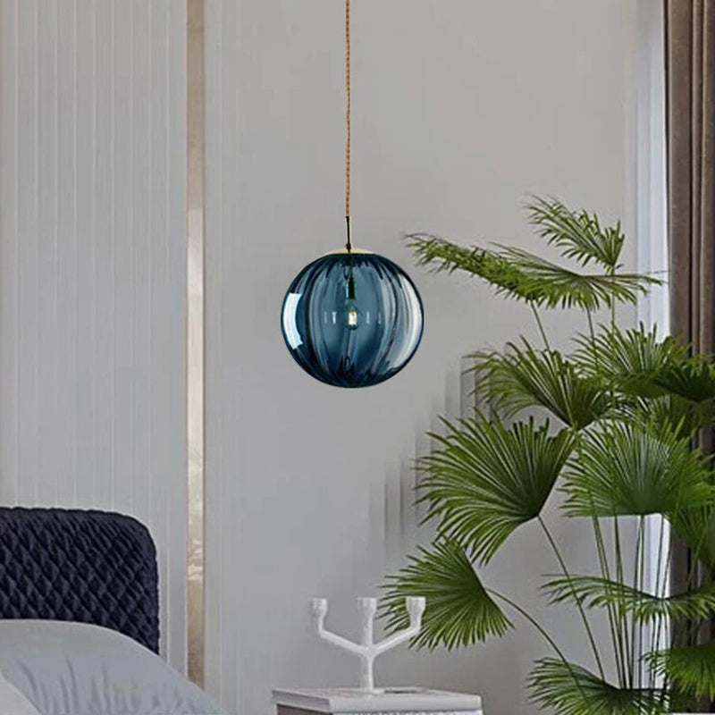 Modern Nordic Glass Ball Pendant Light with Water Pattern Design