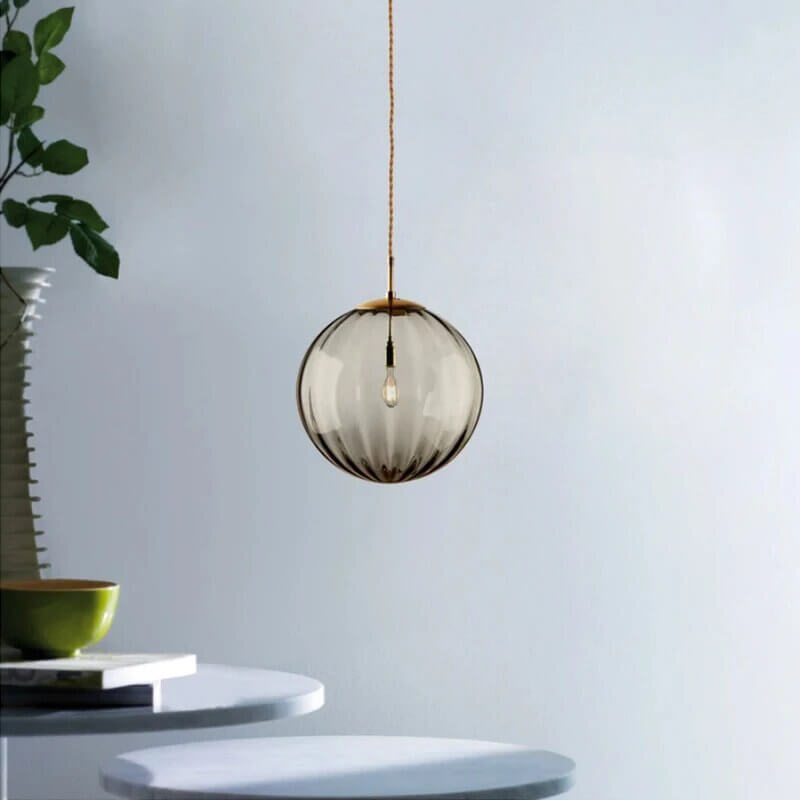 Modern Nordic Glass Ball Pendant Light with Water Pattern Design