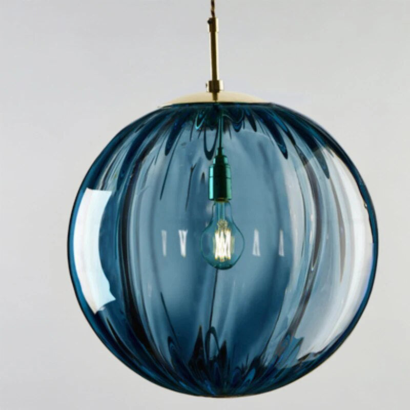 Modern Nordic Glass Ball Pendant Light with Water Pattern Design