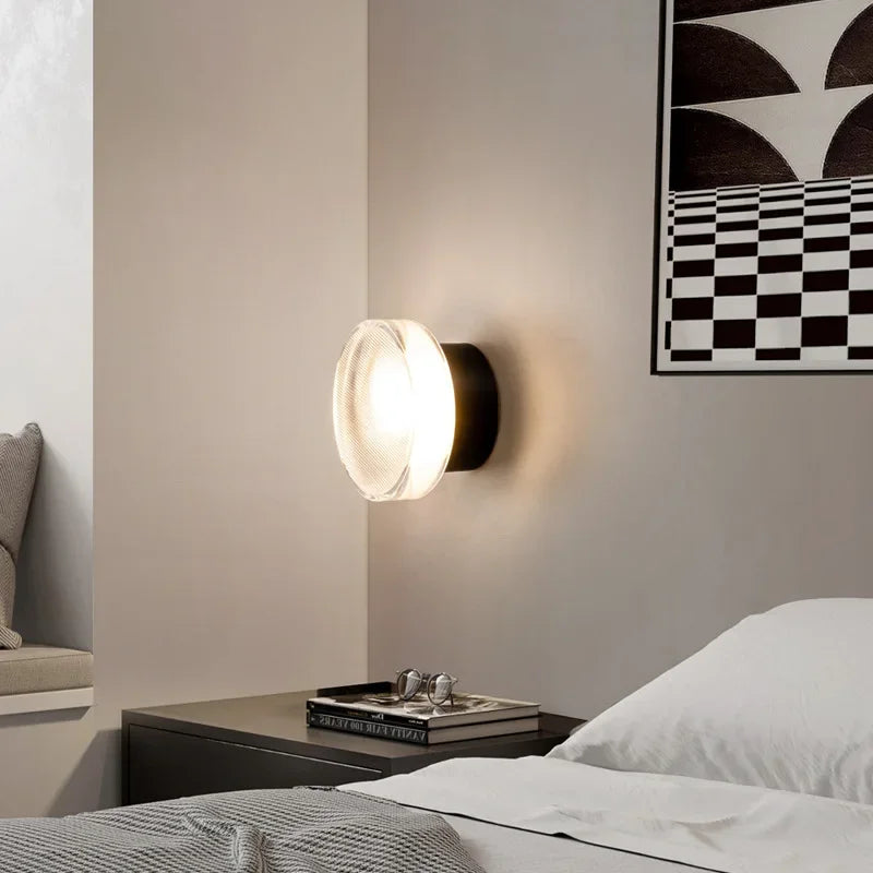 Modern LED Glass Wall Lamp - Minimalist Round Sconce for Living Room & Bedroom