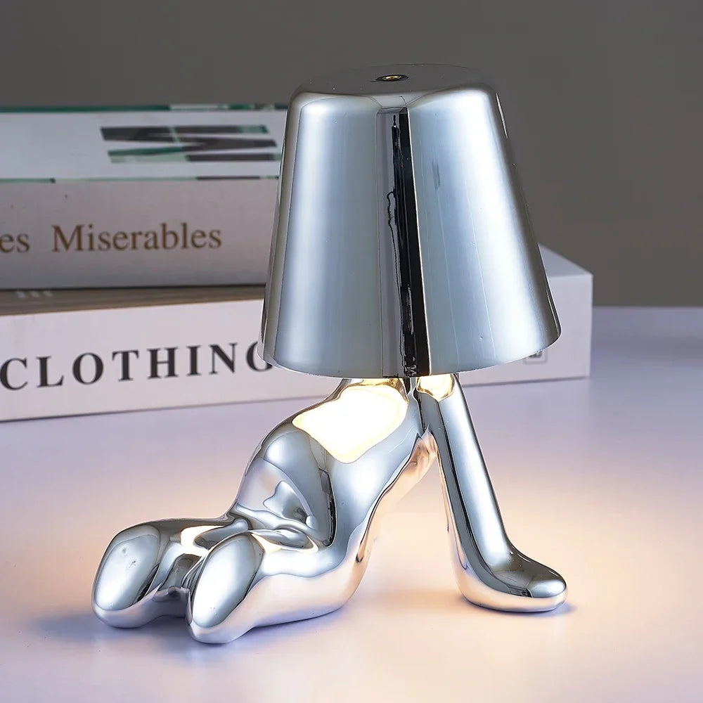 Metallic Silver Man Table Lamp