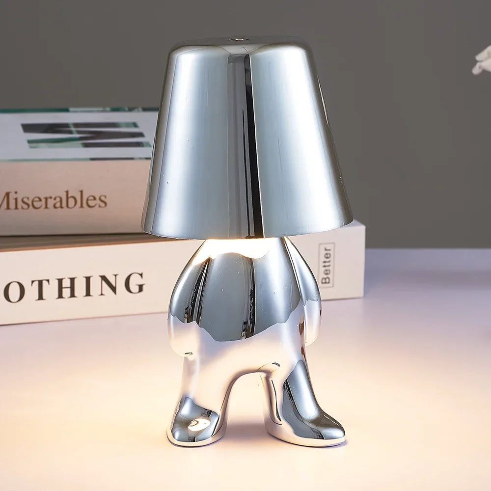 Metallic Silver Man Table Lamp