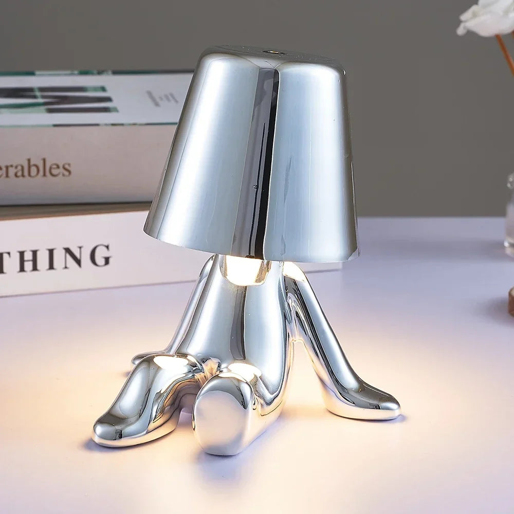 Metallic Silver Man Table Lamp